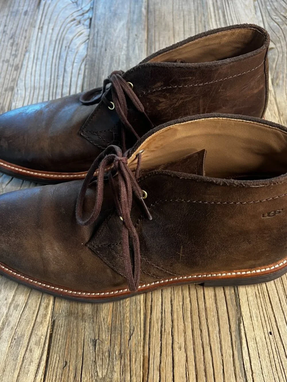 UGG Treadlite EnerG Comfort Brown Leather Chukka Boots Men's 10.5
